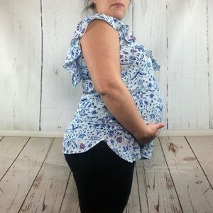Blue floral maternity tank top
